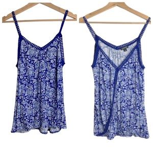 Vintage Lucky Brand Blue/White Surplice Top